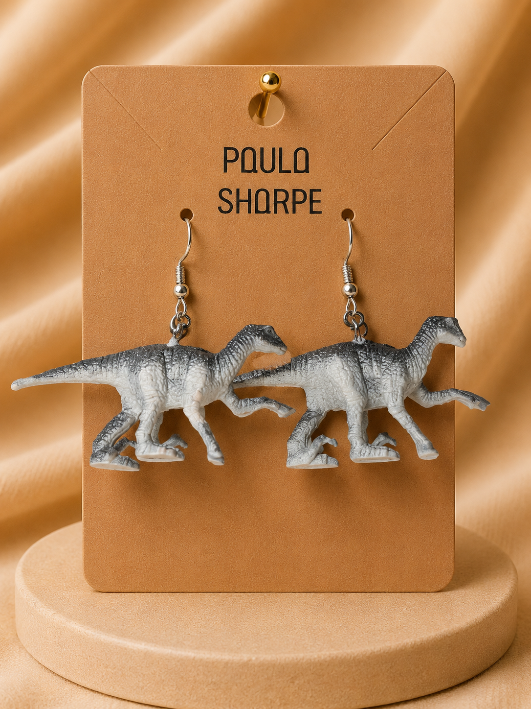Dinosaur Earrings with Sterling Silver Hooks