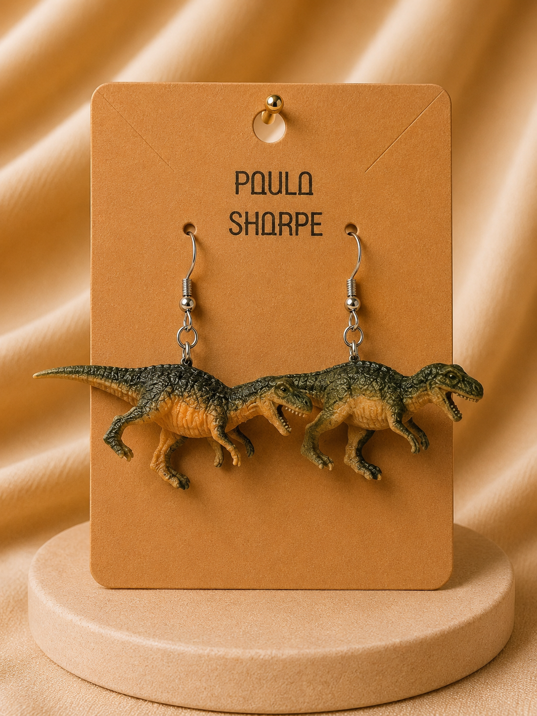 Dinosaur Earrings with Sterling Silver Hooks
