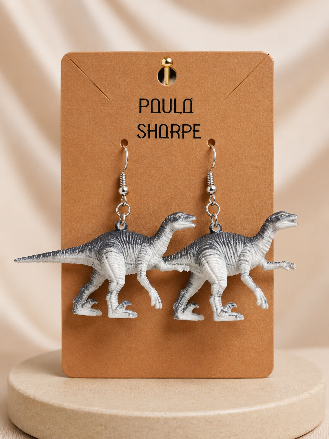 Dinosaur Earrings with Sterling Silver Hooks