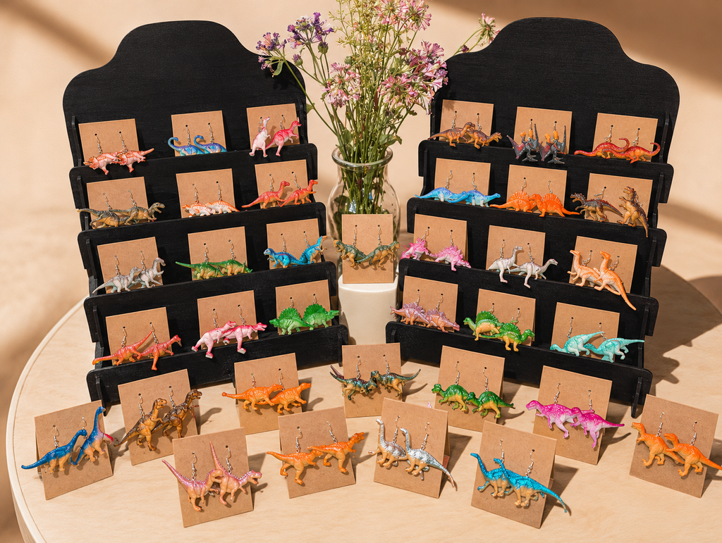 Dinosaur Earrings with Sterling Silver Hooks
