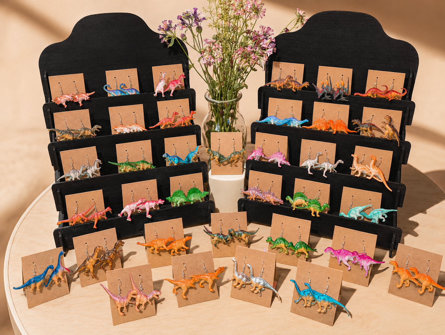 Dinosaur Earrings with Sterling Silver Hooks