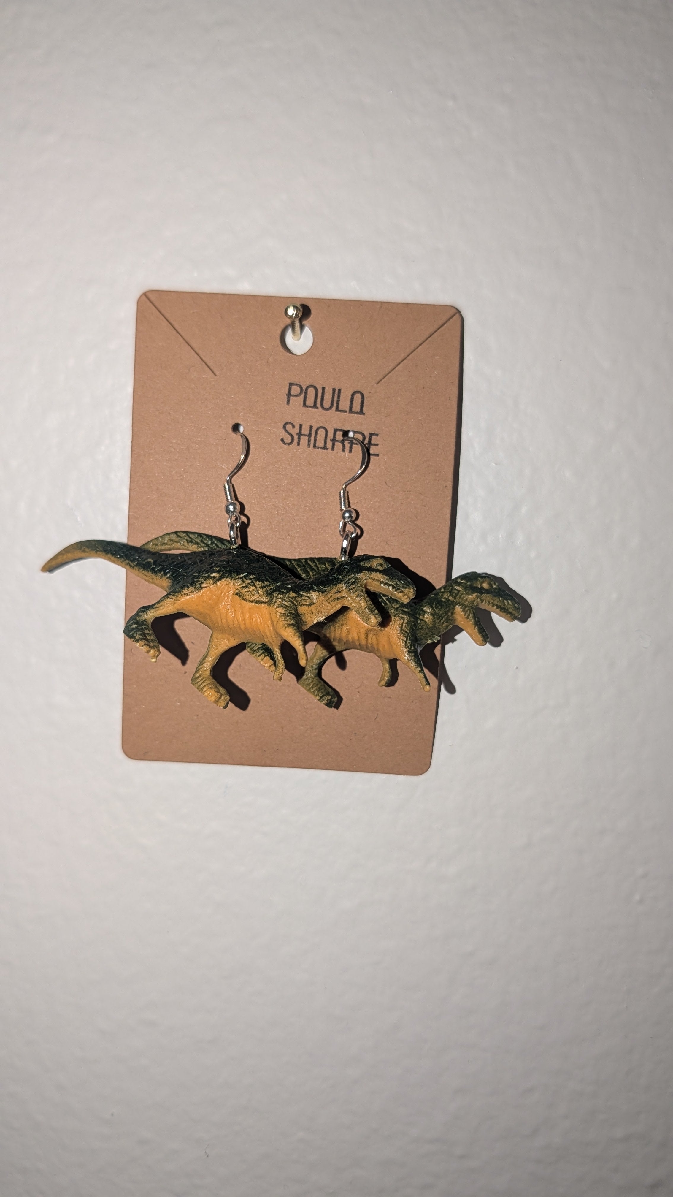 Dinosaur Earrings with Sterling Silver Hooks